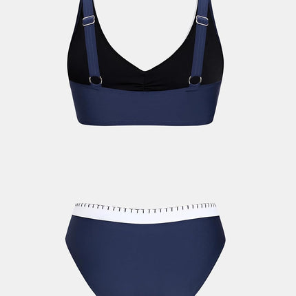 CUPSHE Women's Bikini Set Sporty Colour Block Bathing Suit Swimsuit | Adjustable straps, soft stretch fabric, colour block design, removable soft cups, medium fit, beach and holidays