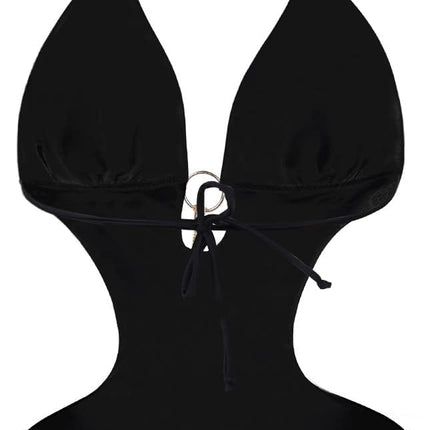heekpek One Piece Swimsuit Women's V-Neck Sexy Halterneck Bikini Cut Out Triangle Swimwear Women