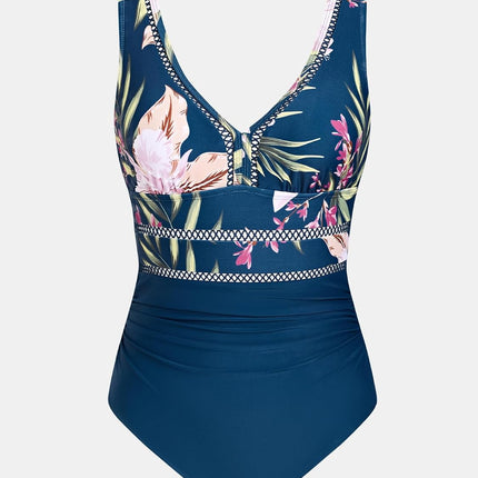 CUPSHE Women's Swimming Costume One Piece Swimsuit Plunging Neck Back Cutout Mesh Wide Adjustable Straps Ruched Swimwear | Adjustable straps, Gathering at belly, V-neck, Mesh insert, Back neckline, Beach Vacation