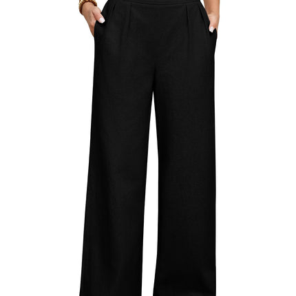 heekpek Women's Trousers Summer Cotton Comfortable Women's Trousers Wide Leg High Waist Trousers Elegant Light Airy Loose Summer Trousers