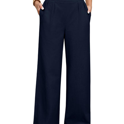 heekpek Women's Trousers Summer Cotton Comfortable Women's Trousers Wide Leg High Waist Trousers Elegant Light Airy Loose Summer Trousers