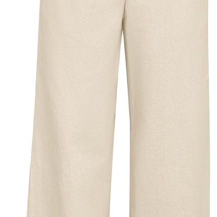 heekpek Women's Trousers Summer Cotton Comfortable Women's Trousers Wide Leg High Waist Trousers Elegant Light Airy Loose Summer Trousers