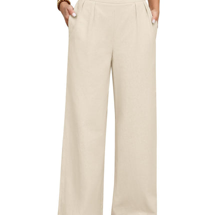 heekpek Women's Trousers Summer Cotton Comfortable Women's Trousers Wide Leg High Waist Trousers Elegant Light Airy Loose Summer Trousers