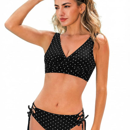 Cupshe Women’s Bikini Set, Wrap Look, Lace-Up Bikini Swimwear, V-Neck, Floral Pattern, Two-Piece Swimsuit