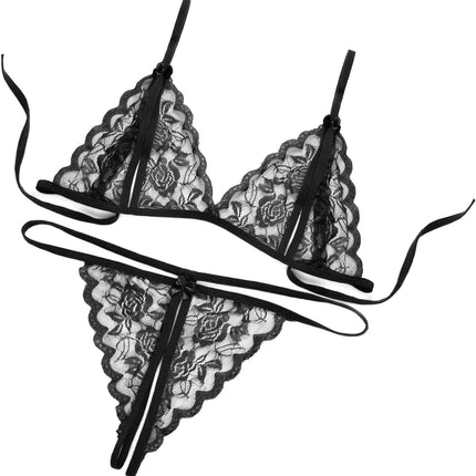 Heekpek Bra Women's Lace Lingerie Sexy Underwear Lingerie Lace Adjustable Thong Set