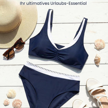 CUPSHE Women's Bikini Set Sporty Colour Block Bathing Suit Swimsuit | Adjustable straps, soft stretch fabric, colour block design, removable soft cups, medium fit, beach and holidays