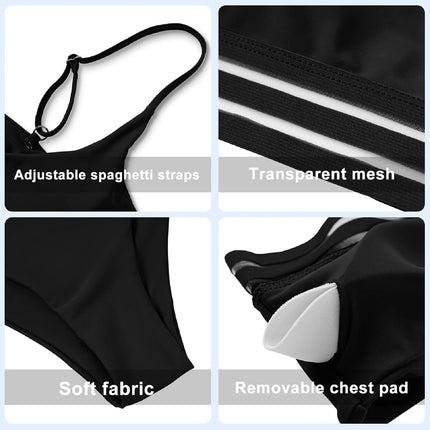 TOMEEK Women's Bikini Set with Mesh Two Piece Swimsuit Push Up Padded High Cut Sports Swimwear High Waist Bikini for Women