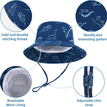 TOMEEK Baby Sun Hat Unisex Children's Summer Hat UV Protection Fishing Hat with Adjustable Drawstring Boys Girls Beach Hat