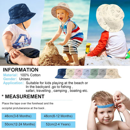 TOMEEK Baby Sun Hat Unisex Children's Summer Hat UV Protection Fishing Hat with Adjustable Drawstring Boys Girls Beach Hat